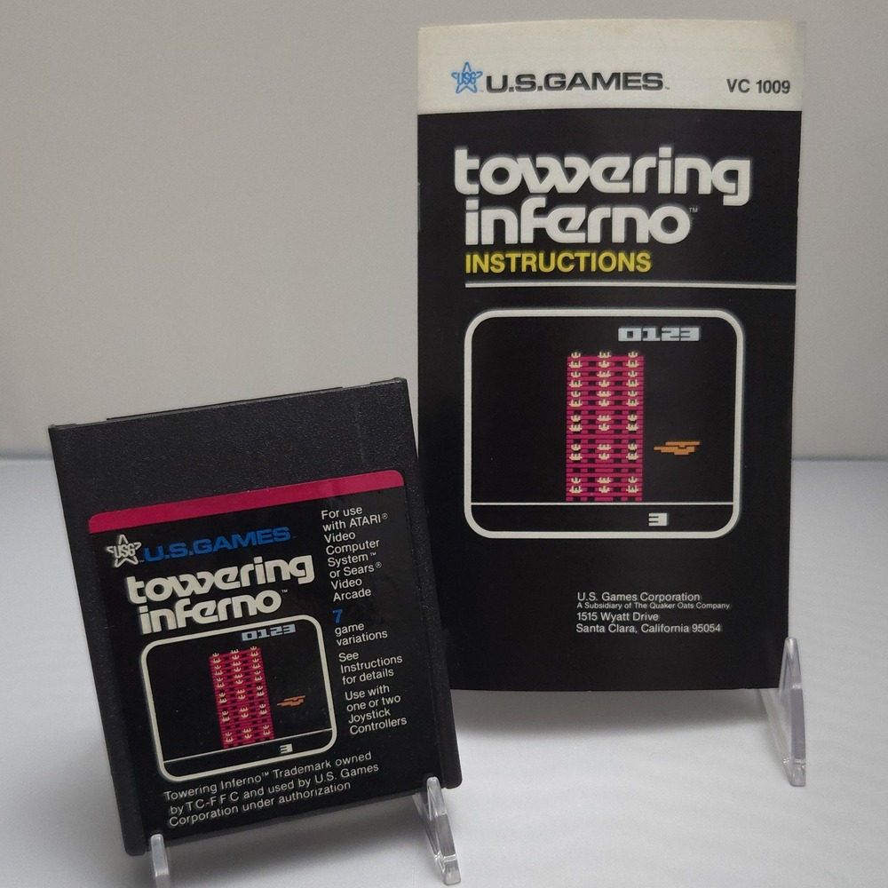 Towering Inferno (1982 Atari 2600) Cartridge & Original Manual -Tested & Working